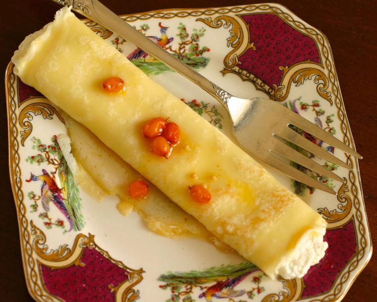 Ricotta Crepes with Sweet and Savory Seabuckthorn