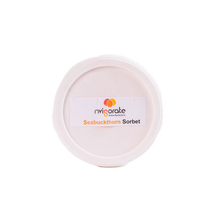 Load image into Gallery viewer, Labelled lid of a 500 mL tub of nvigorate Seabuckthorn Sorbet


